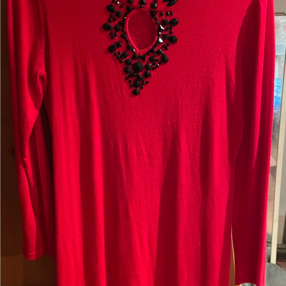 Elegant Red Embellished Women's Top
